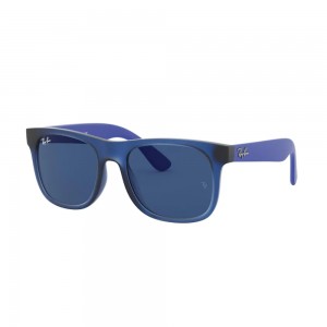 occhiali-da-sole-ray-ban-rj9069s-706080-48-16-130-boy-junior-rubber-transparent-blue-lenti-dark-blue