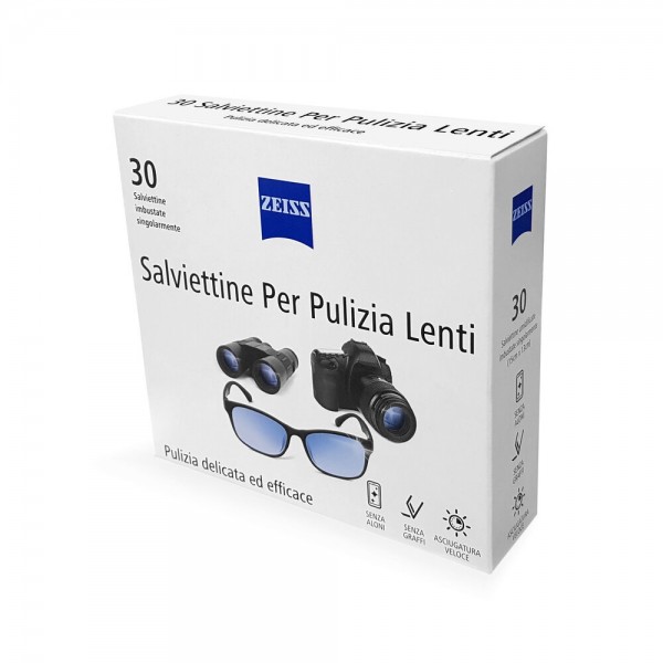 salviettine per pulizia lenti confezione da 30 salviette imbustate  singolarmente 15cm x 13cm