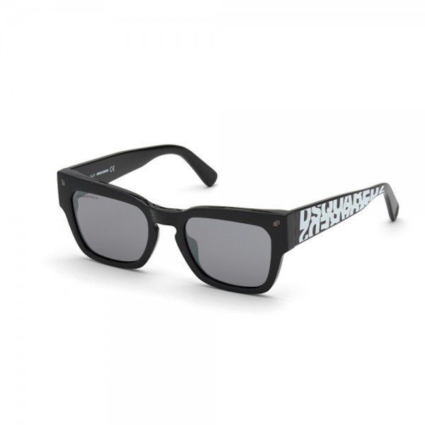 occhiali da sole Dsquared2 DQ0359 01C 51 20 145 unisex nero lucido Lenti grey silver light mirror