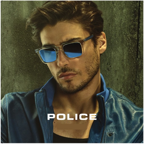 Police origins 47 occhiali da sole SPLE05 0700 57 17 145 uomo nero lucido Lenti smoke