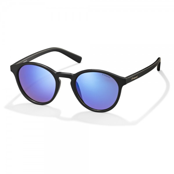 occhiali-da-sole-polaroid-unisex-nero-opaco-lenti-blu-specchiato-polarizzato-pld6013-dl5-jy-50-22-145
