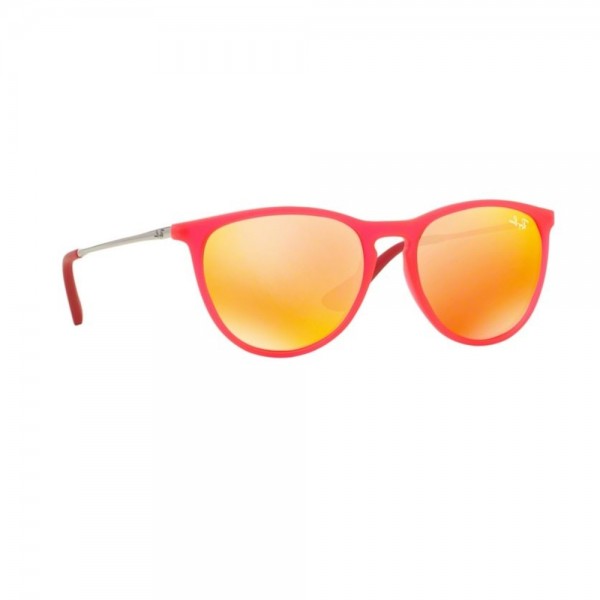 Occhiali da Sole Ray Ban Junior Bambina Fuxia Fluo Trasp Rubber Lenti Brown Mirror Orange 0RJ9060S 70096Q 50 15 130