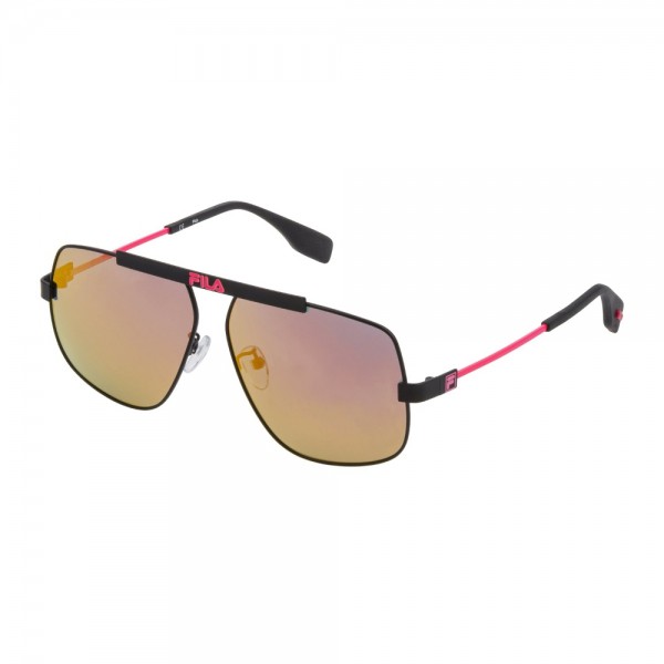 Occhiali da Sole Fila SF9994 531R 60 12 140 unisex nero semilucido totale Lenti red polarizzato